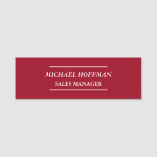 Etiqueta De Nome Creative Carmine Red Minimalist Classical Italic
