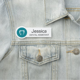Etiqueta De Nome Custom Dental Assistant Name Badge Tooth Logo