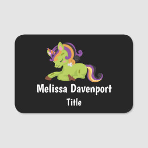 Etiqueta De Nome Cute Frankenstein Unicorn Halloween