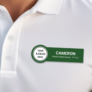 Etiqueta de Nome da Empresa com Logotipo Verde Esc