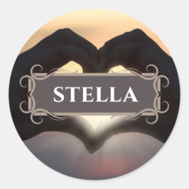 Etiqueta de Nome das Mãos Corações