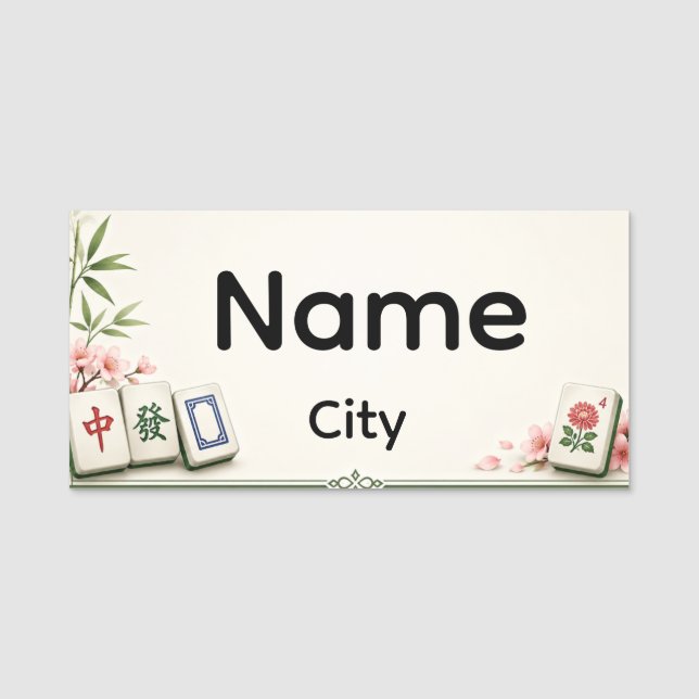 Etiqueta de Nome de Mahjong (Frente)