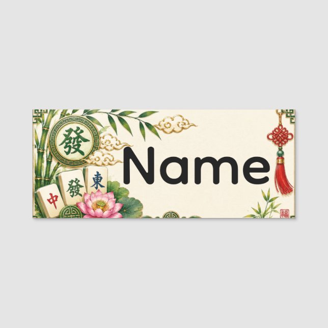 Etiqueta de Nome de Mahjong (Frente)