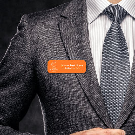 Etiqueta de Nome de Negócios Laranja Moderna