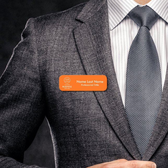 Etiqueta de Nome de Negócios Laranja Moderna (Criador carregado)