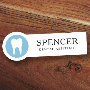 Etiqueta De Nome Dente branco qualquer dentista moderno colorido