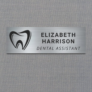 Etiqueta De Nome Dentista Logotipo Dental Office Silver