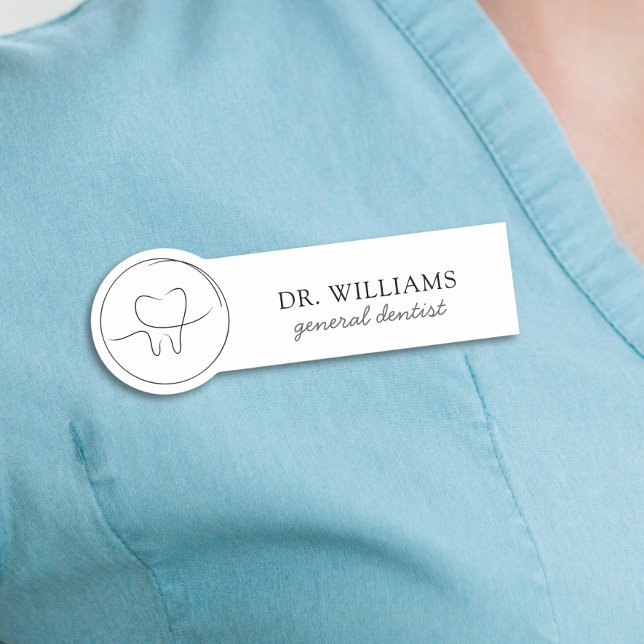 Etiqueta De Nome Dentista Minimalista (Criador carregado)