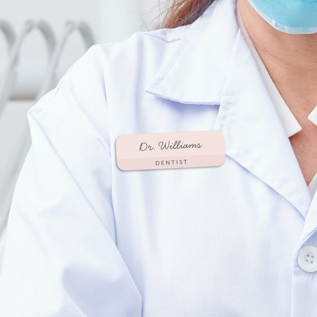 Etiqueta De Nome Dentista Minimalista Rosa (Criador carregado)