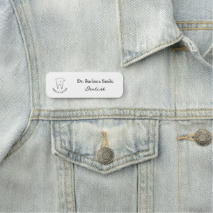 Etiqueta De Nome Dentista mínimo branco do dentista do dentista do