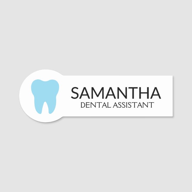 Etiqueta De Nome Dentistas mínimos modernos dos dentes azuis (Frente)