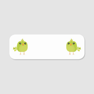 Etiqueta De Nome Desenho do Pássaro Verde