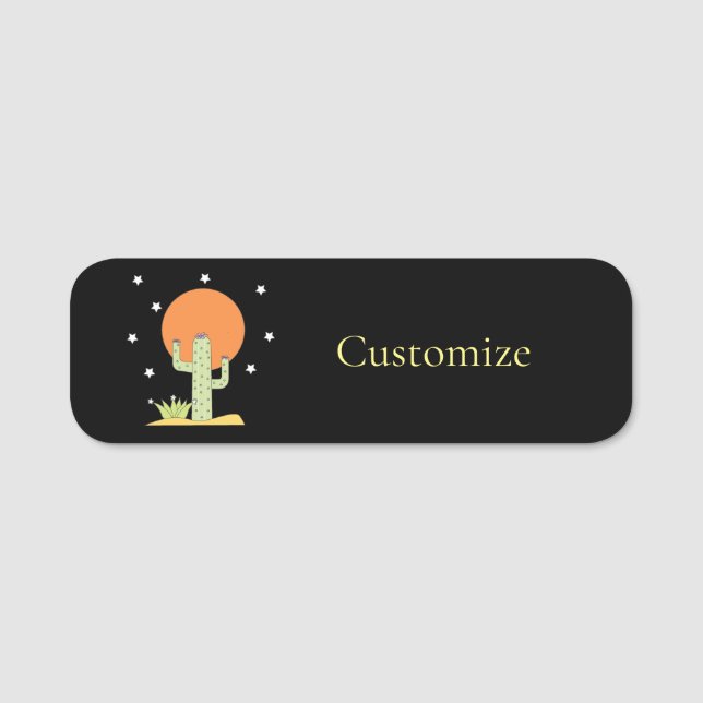 Etiqueta De Nome Desert Cactus Sun Thunder_Cove (Frente)