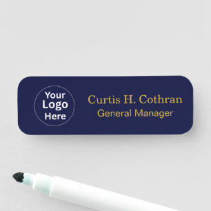 Etiqueta De Nome Design de Crachá de Nome com as Cores Azul Marinho