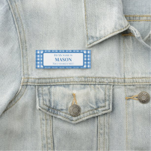Etiqueta De Nome Design de Crachá de Nome de Aluno Azul Fofo