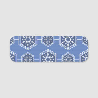 Etiqueta De Nome design de padrão de ornamento azul