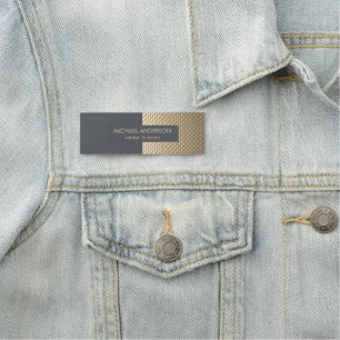 Etiqueta De Nome Design Geométrico Preto e Dourado Elegante