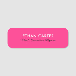 Etiqueta De Nome Design Moderno Minimalista Feminino Rosa Quente
