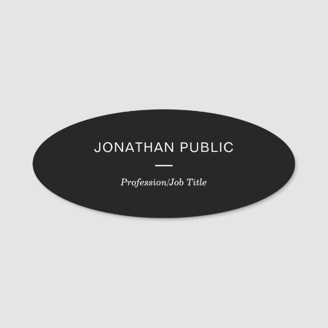 Etiqueta De Nome Design Simples Criativo Preto E Branco (Frente)