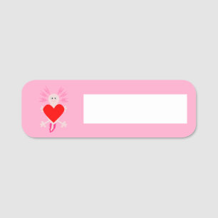 Etiqueta De Nome Dia de os namorados Love Heart Axolotl