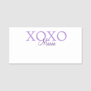 Etiqueta De Nome Dia de os namorados Xoxo adicione nome pastel roxo