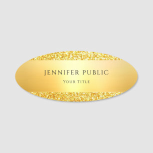 Etiqueta De Nome Dourada Glitter Trendy Glamorous Elegant