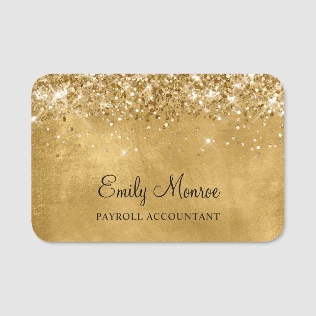 Etiqueta De Nome Dourado Glitter (Frente)