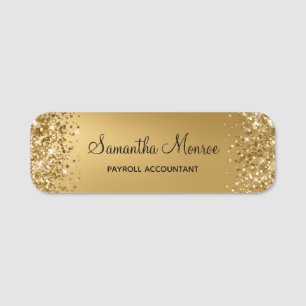 Etiqueta De Nome Dourado Glittery Desfoque Ombre