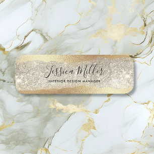 Etiqueta De Nome Dourado Moderno Diamante Brilho Falso Luxo Glam
