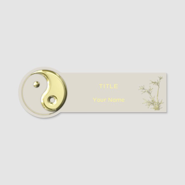 Etiqueta De Nome Dourado Yin Yang (Frente)