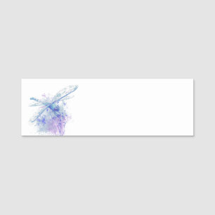 Etiqueta De Nome Dragonfly Original em Blue Mauve Nature