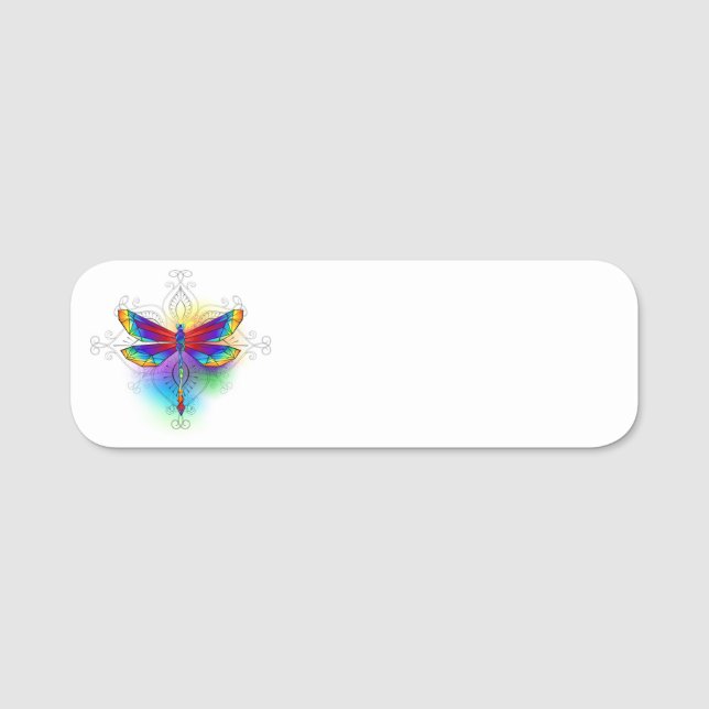 Etiqueta De Nome Dragonfly Poligonal (Frente)