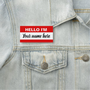 Etiqueta De Nome É personalizado olá! meu nome (o vermelho)