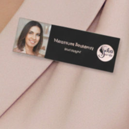Etiqueta De Nome Elegant Minimal Black Makeup Business Employee