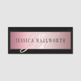 Etiqueta De Nome Elegante Blush Faux Rosa Dourado | Nome e Iniciais