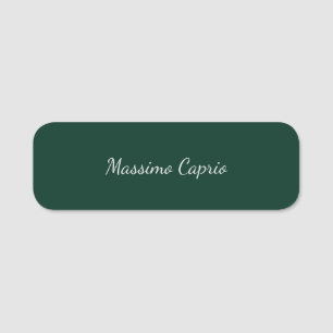 Etiqueta De Nome Elegante Casual Verde Escuro Escrita Própria Nome