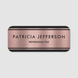 Etiqueta De Nome Elegante, cor-de-rosa e preto, glamoroso clássico