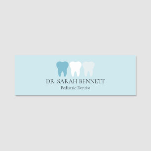 Etiqueta De Nome Elegante dentista azul aqua profissional