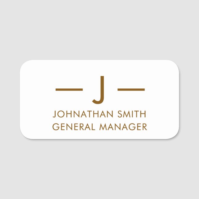 Etiqueta De Nome Elegante Design de Identidade Moderna com Monogram (Frente)