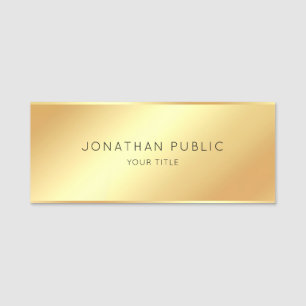 Etiqueta De Nome Elegante Faux Dourado Modelo moderno profissional