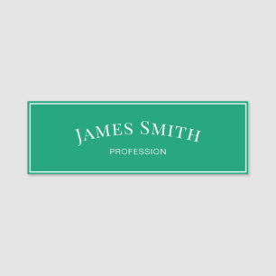 Etiqueta De Nome Elegante Jade Green Border: Minimalista moderno