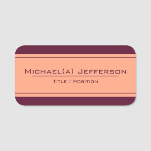 Etiqueta De Nome Elegante Maroon Red & Tranquil Peach: Estilo Moder