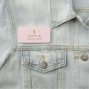 Etiqueta De Nome Elegante Mínimo Dourado Mínimo Cor-de-rosa-pince
