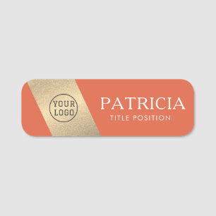 Etiqueta De Nome Elegante Peixe Koi Laranja e Lúxio Logotipo Dourad