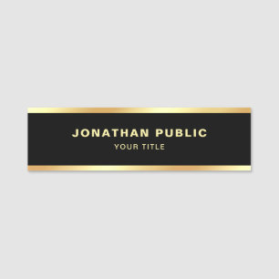 Etiqueta De Nome Elegante Personalizado, Preto Moderno E Modelo Dou