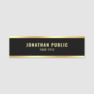 Etiqueta De Nome Elegante, preto e Dourado profissional de Modelo