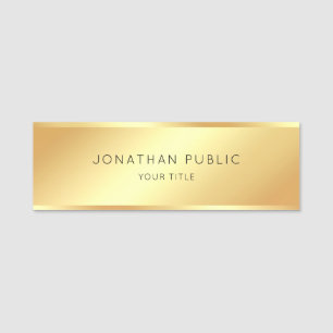 Etiqueta De Nome Elegante profissional Dourado moderno Modelo da Tr