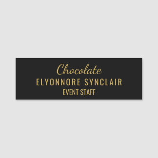Etiqueta De Nome Elegante Pulseira de Evento de Chocolate Preto Min
