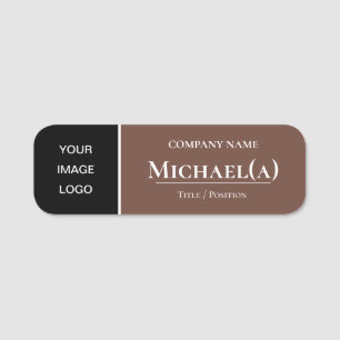 Etiqueta De Nome Elegante Roman Coffee Brown and Black: LOGO Da Emp