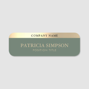 Etiqueta De Nome Elegante Sage Green & Dourado: Ideal Para Profissi